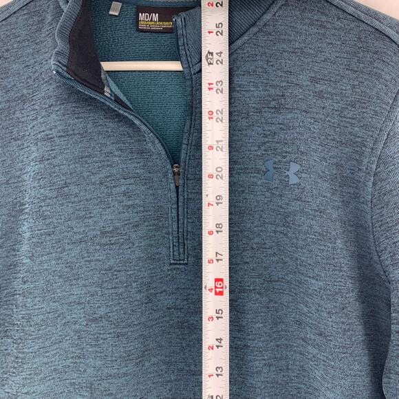 Under Armour Mens ColdGear Half Zip Heather Green Pullover Size Medium - Picture 3 of 15
